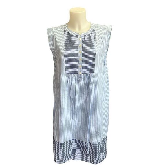 LOFT Striped blue White Henley Shift Dress Preppy Nautical size‎ Small Lined - Picture 1 of 9